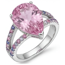 Real Kunzite Accent Solitaire Ring – front view