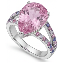 Pear Shape Kunzite ring in 14 Karat White Gold – side view