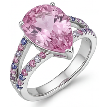Pear Shape Kunzite ring in 14 Karat White Gold – angle view