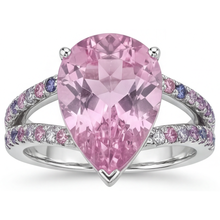 Real Kunzite Accent Solitaire Ring – top view