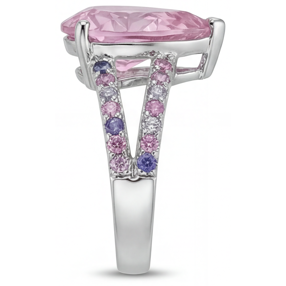 Real Kunzite Accent Solitaire Ring – back view
