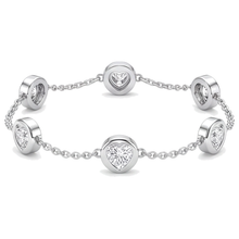 Lab Grown Diamond Bracelet 3 Carat Round Bezel By The Yard 14K White Gold 7 Inch