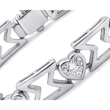 Lab Grown Diamond Bracelet 5 Carat Heart Chevron Link 14K White Gold 7 Inch
