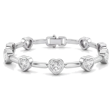 Lab Grown Diamond Bracelet 4 Carat Heart Bar Link Station 14K White Gold 7 Inch