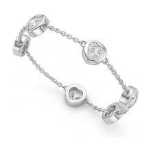 Lab Grown Diamond Bracelet 3 Carat Round Bezel By The Yard 14K White Gold 7 Inch