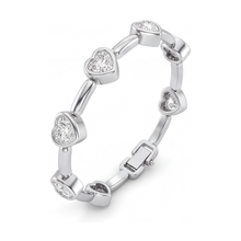 Lab Grown Diamond Bracelet 4 Carat Heart Bar Link Station 14K White Gold 7 Inch