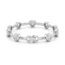 Lab Grown Diamond Bracelet 4 Carat Heart Bar Link Station 14K White Gold 7 Inch