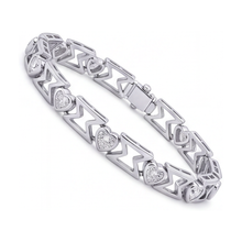 Lab Grown Diamond Bracelet 5 Carat Heart Chevron Link 14K White Gold 7 Inch