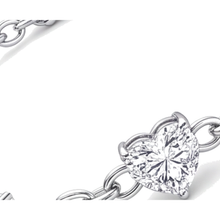Lab Grown Diamond Heart Bracelet 3 Carat Station 14K White Gold 7 Inch