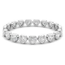 Lab Grown Diamond Tennis Bracelet 7 Carat Heart Bezel 14K White Gold 7 Inch