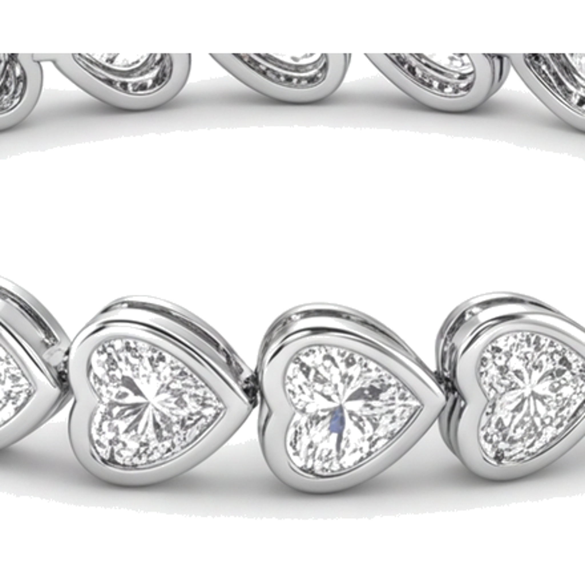 Lab Grown Diamond Tennis Bracelet 8 Carat Heart Bezel 14K White Gold 7 Inch