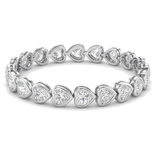Lab Grown Diamond Tennis Bracelet 8 Carat Heart Bezel 14K White Gold 7 Inch
