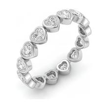 Lab Grown Diamond Tennis Bracelet 7 Carat Heart Bezel 14K White Gold 7 Inch