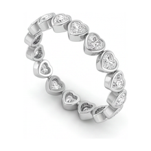 Lab Grown Diamond Tennis Bracelet 7 Carat Heart Bezel 14K White Gold 7 Inch