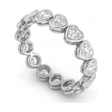 Lab Grown Diamond Tennis Bracelet 8 Carat Heart Bezel 14K White Gold 7 Inch