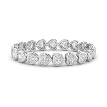 Lab Grown Diamond Tennis Bracelet 8 Carat Heart Bezel 14K White Gold 7 Inch