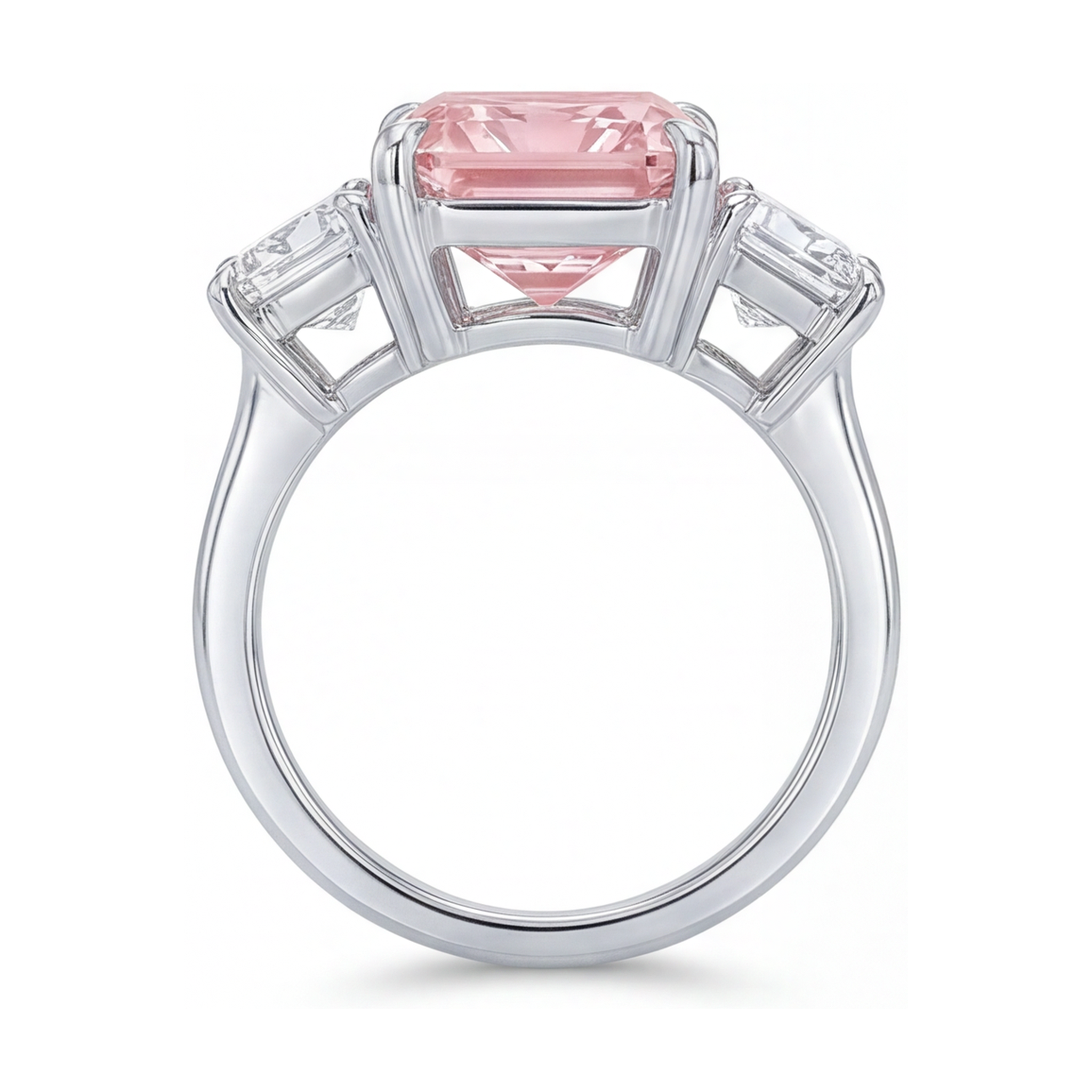 Lab Grown Pink Diamond Ring 5.2 Carat Radiant
