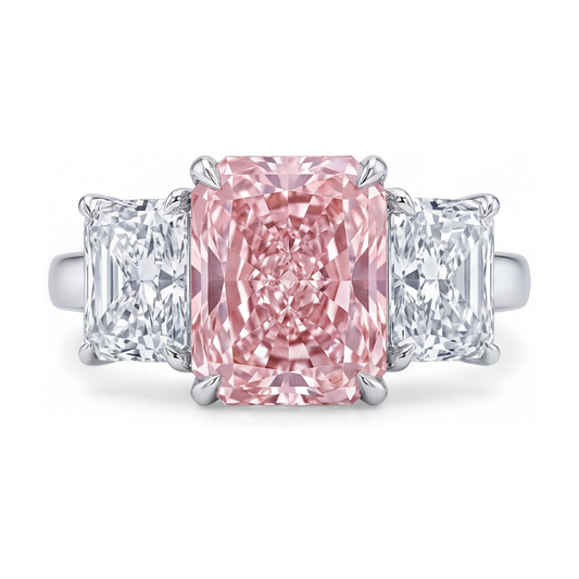 Lab Grown Pink Diamond Ring 5.2 Carat Radiant