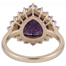 Lolite Sunstone Trilliant Precious Stone Ring in 14 Karat Yellow Gold – side view