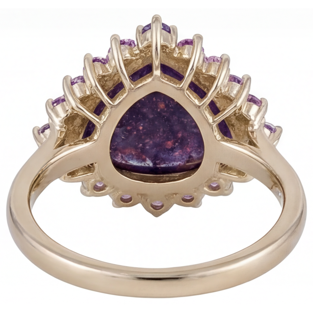 Lolite Sunstone Trilliant Precious Stone Ring in 14 Karat Yellow Gold – side view
