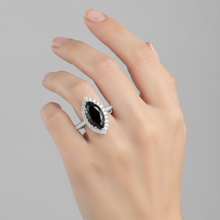 Black Diamond Jewellery 6 Carat Genuine Marquise Halo Ring 14K White Gold