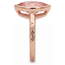 Padparadscha Sapphire Ring 3.5 Carat Lab Grown Marquise Bezel Solitaire 14K Rose Gold