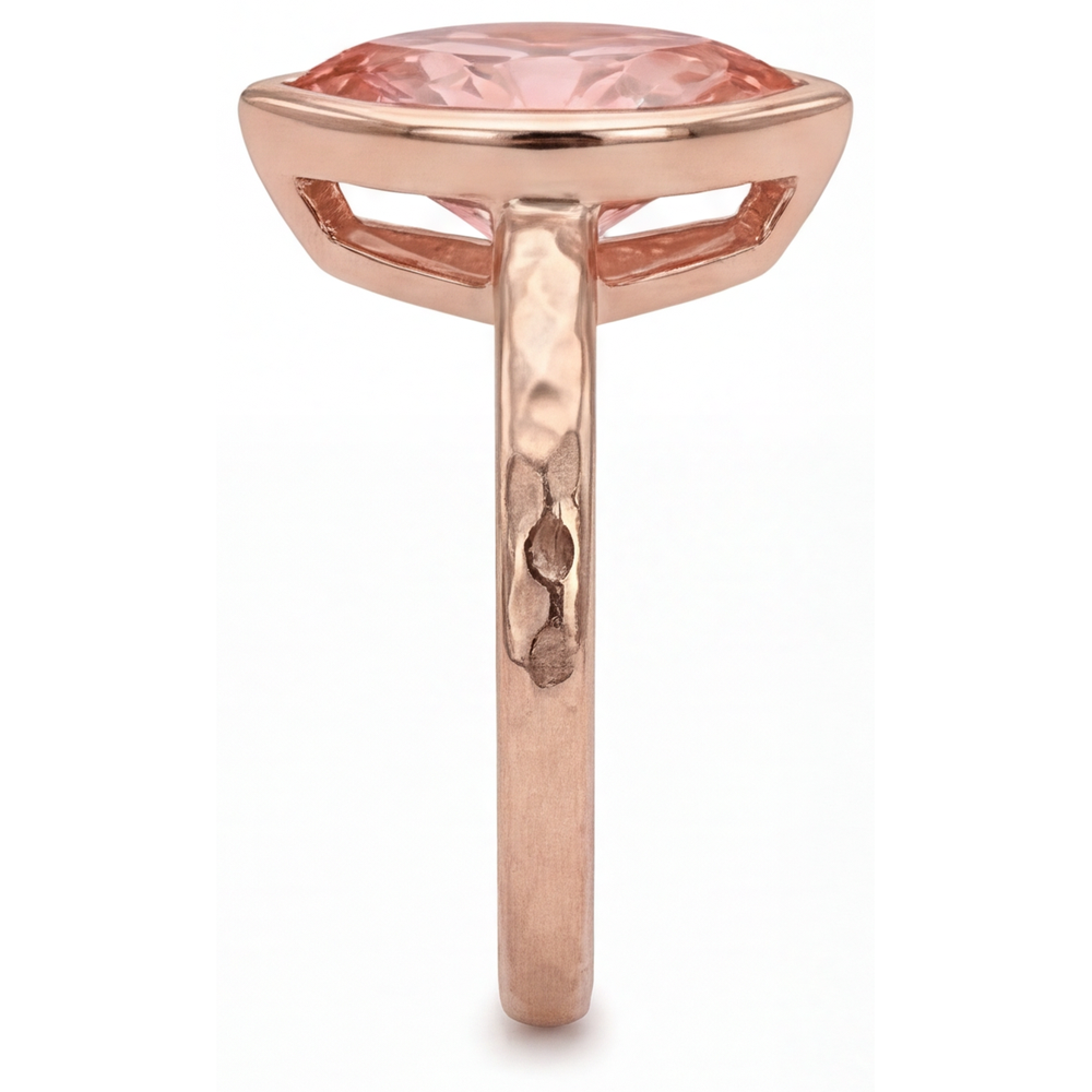 Padparadscha Sapphire Ring 3.5 Carat Lab Grown Marquise Bezel Solitaire 14K Rose Gold