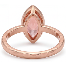 Padparadscha Sapphire Ring 3.5 Carat Lab Grown Marquise Bezel Solitaire 14K Rose Gold