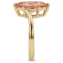 Padparadscha Sapphire Ring 3.5 Carat Lab Grown Marquise Bypass 14K Yellow Gold