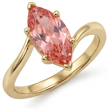 Padparadscha Sapphire Ring 3.5 Carat Lab Grown Marquise Bypass 14K Yellow Gold