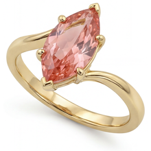Padparadscha Sapphire Ring 3.5 Carat Lab Grown Marquise Bypass 14K Yellow Gold
