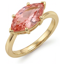 Padparadscha Sapphire Ring 3.5 Carat Lab Grown Marquise Bypass 14K Yellow Gold