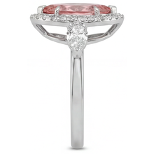 Padparadscha Sapphire Ring 2.3 Carat Genuine Marquise Halo Vintage 14K White Gold