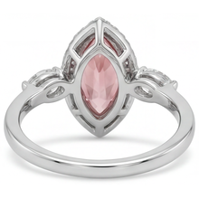 Padparadscha Sapphire Ring 2.3 Carat Genuine Marquise Halo Vintage 14K White Gold
