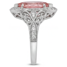 Peach Color Sapphire 2.3 Carat Genuine Marquise Padparadscha Halo Split Shank Ring 14K White Gold