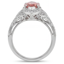 Peach Color Sapphire 2.3 Carat Genuine Marquise Padparadscha Halo Split Shank Ring 14K White Gold