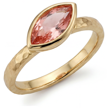 Peach Sapphire Engagement Ring 2 Carat Natural Marquise Padparadscha Bezel Solitaire 14K Yellow Gold