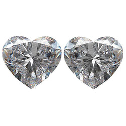 Matched Pair Of Loose Heart Shape Natural Earth Mined Diamonds 2 Carats Heart Cut