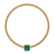 Miami Cuban Cushion Emerald Slide Necklace 8 Carats Gold