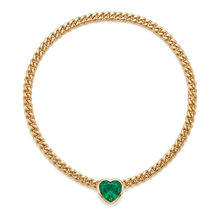 Miami Cuban Heart Emerald Slide Necklace 6 Carats Gold