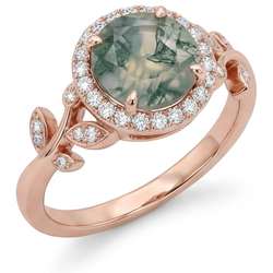 Authentic VVS Moss Agate Colored Stone Ring 2.0 ct