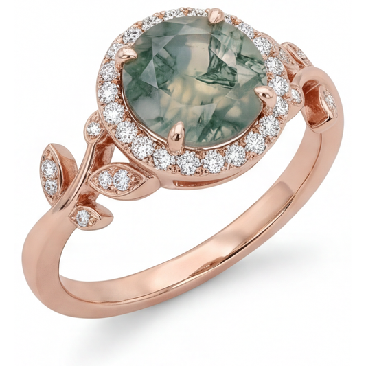 Luxury Moss Agate Colored Stone Ring 2.0 ct – main view