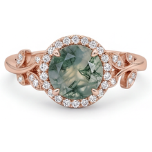 Colored Stone Ring 14K Rose Gold with Moss Agate – side view