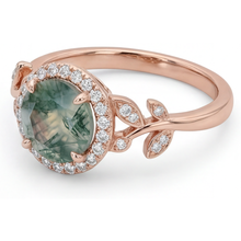Colored Stone Ring 14K Rose Gold with Moss Agate – angle view
