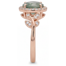 Moss Agate Round Brilliant Colored Stone Ring in 14K Rose Gold – profile view