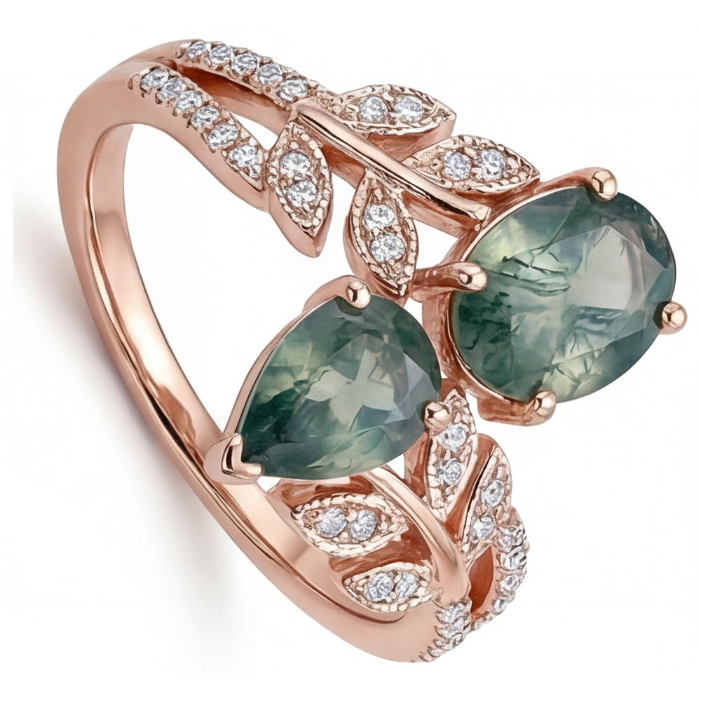 Luxury Moss Agate Colored Stone Ring 3.25 ct – side view