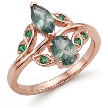Natural Moss Agate Gemstone Ring 2.50 ct 14 Karat Rose Gold – main view