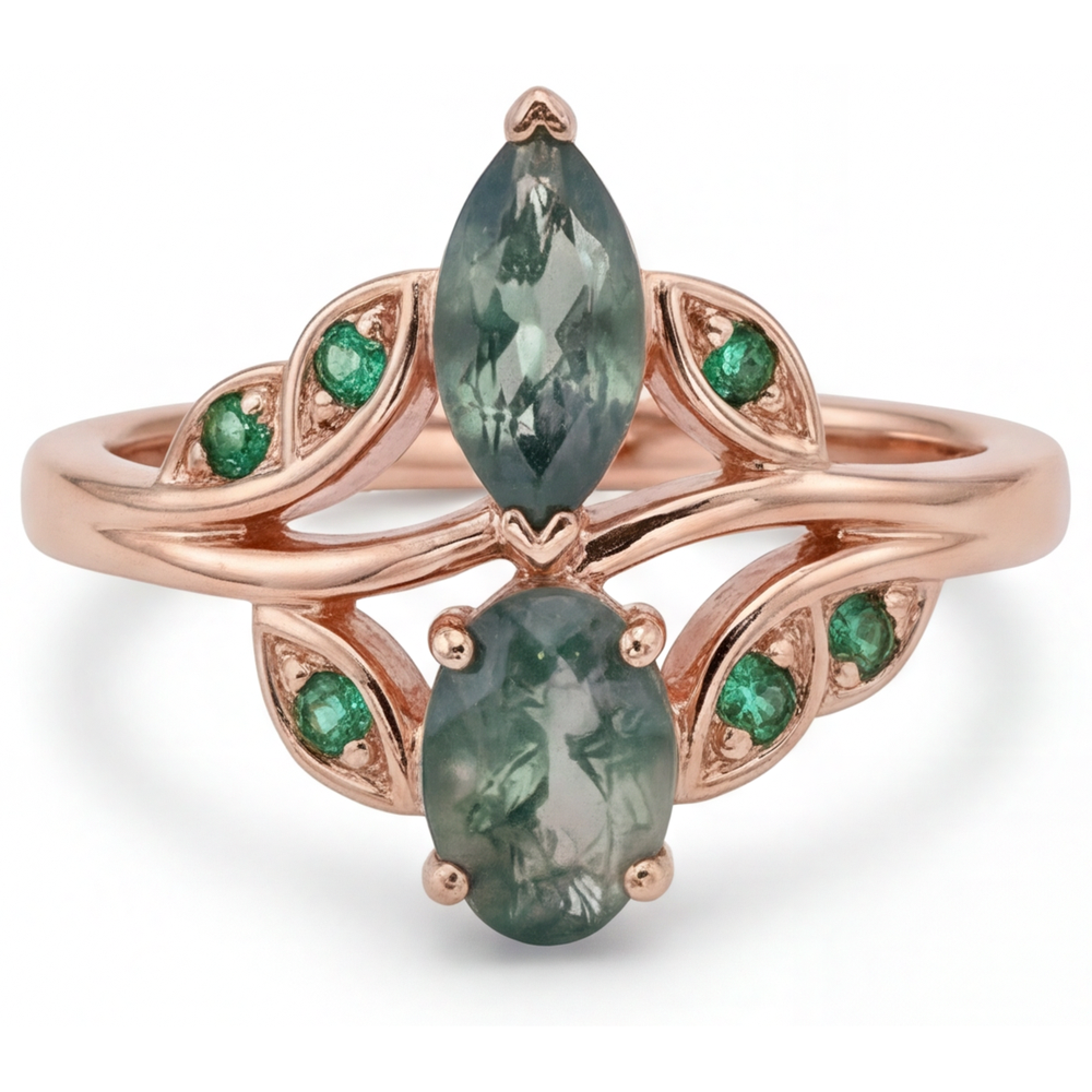 Timeless Moss Agate Gemstone Ring 2.50 ct – front view