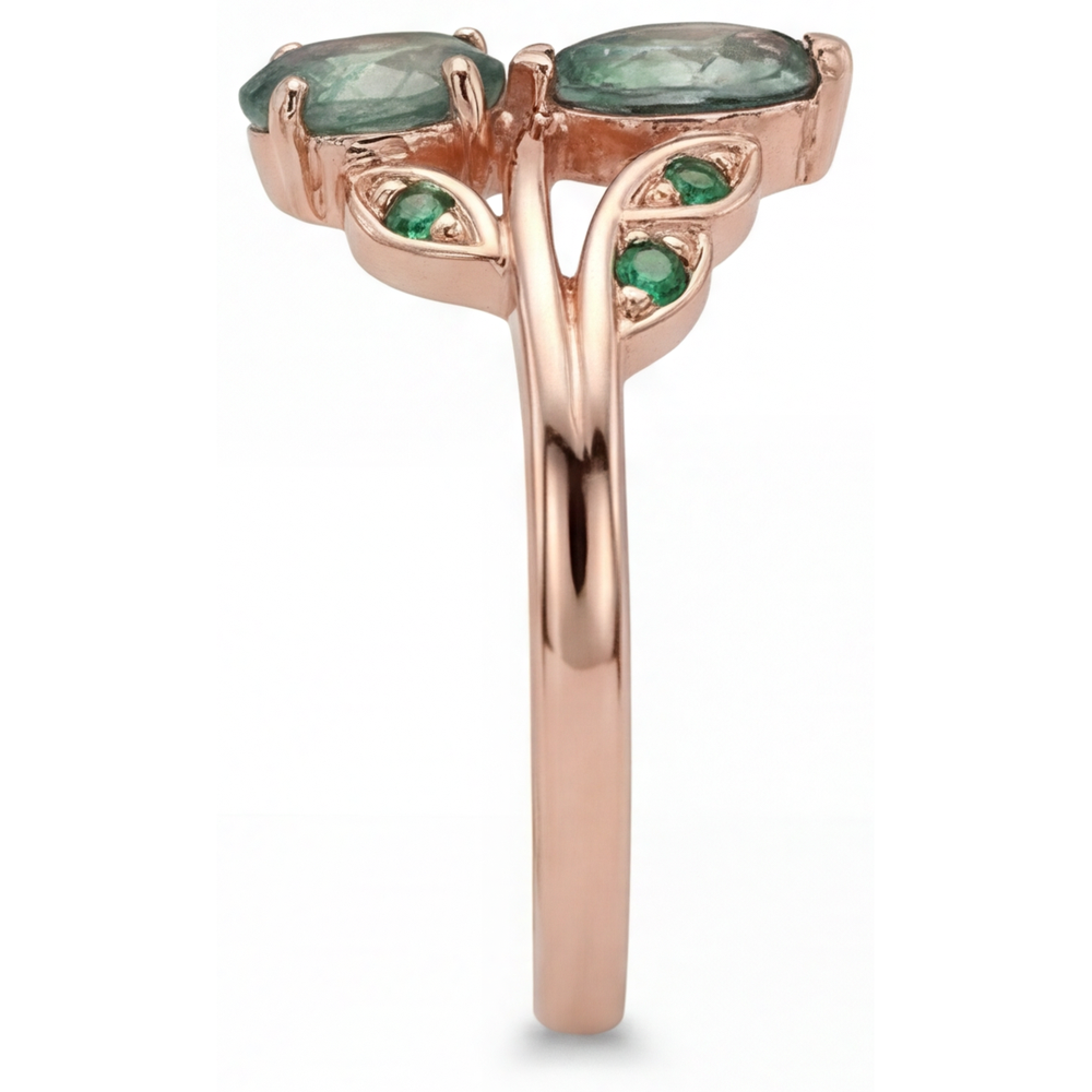Gemstone Ring 14 Karat Rose Gold with Moss Agate – profile view