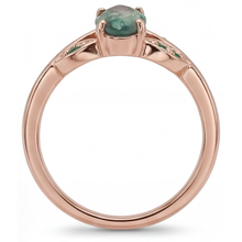 Marquise Moss Agate ring in 14 Karat Rose Gold – top view